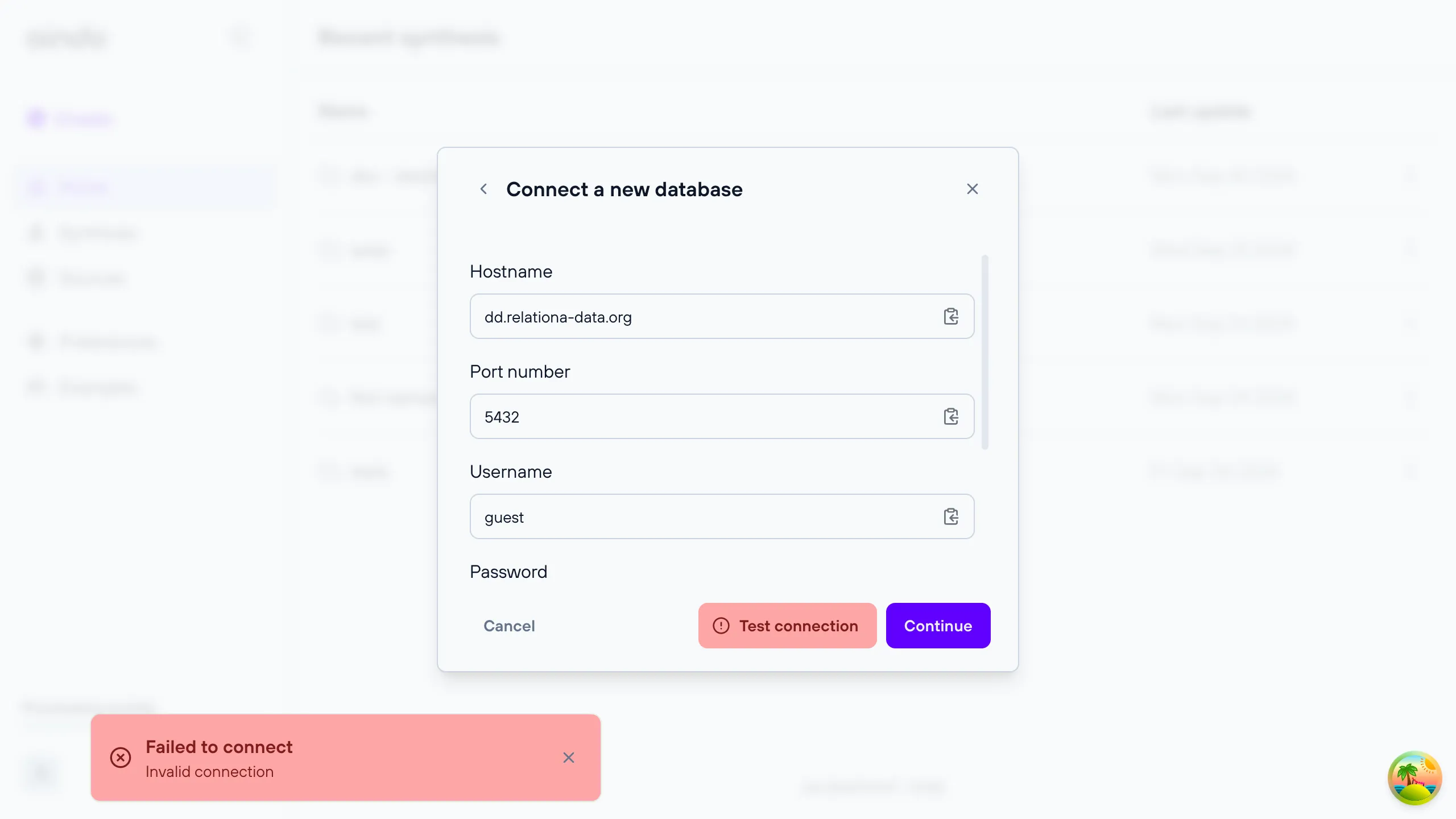 database settings source test