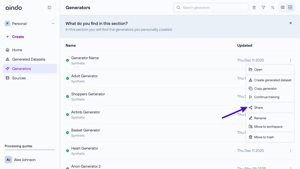 Share generator 1